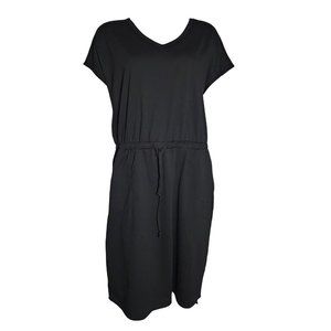 32 DEGREES COOL Solid All Black Pullover Drawstring Waist Dress Womens L Large